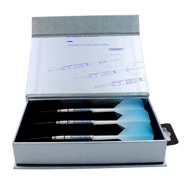 CUESOUL Blue Gem Stone 20 gram 90% Tungsten Soft Tip Dart Set w/ ROST Flights