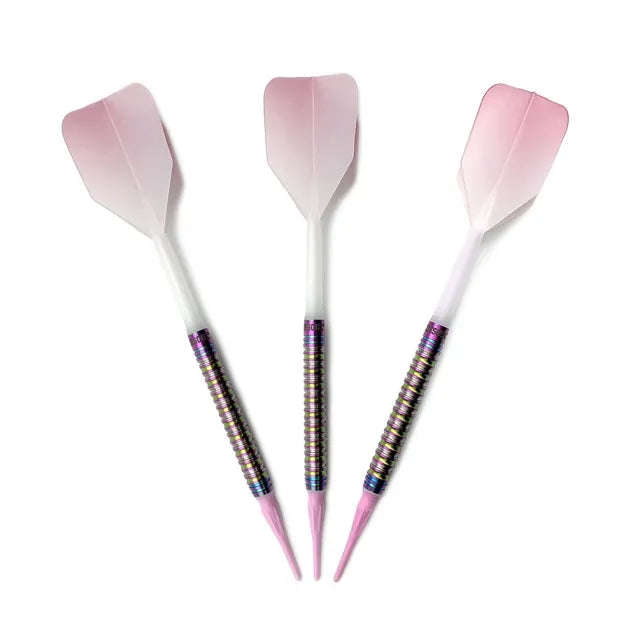 CUESOUL Pink Gem Stone 20 gram 90% Tungsten Soft Tip Dart Set w/ ROST Flights