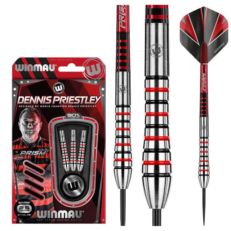 Winmau Dennis Priestley Steel Tip Darts 25g 90% Tungsten alloy