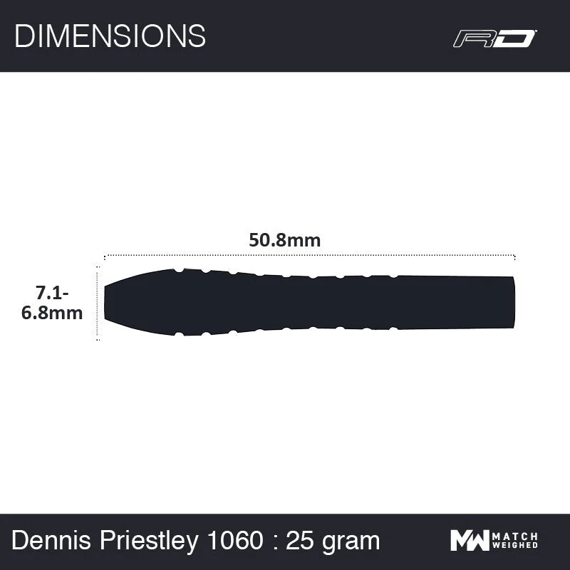 Winmau Dennis Priestley Steel Tip Darts 25g 90% Tungsten alloy