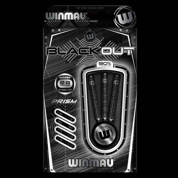 Winmau Blackout Steel Tip Dart Set 28 gram 90% Tungsten alloy