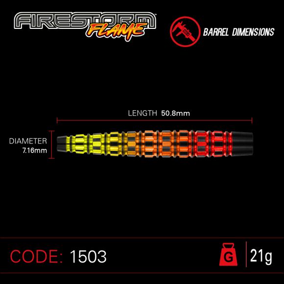 Winmau Firestorm Flame Steel Tip Dart Set 21 gram 90% Tungsten alloy