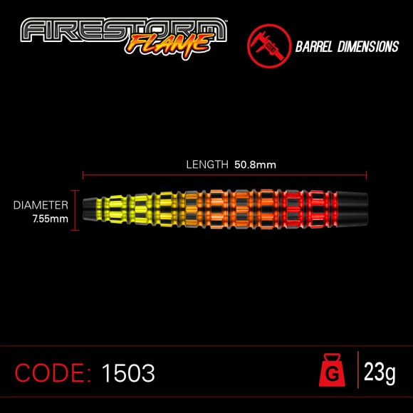 Winmau Firestorm Flame Steel Tip Dart Set 23 gram 90% Tungsten alloy
