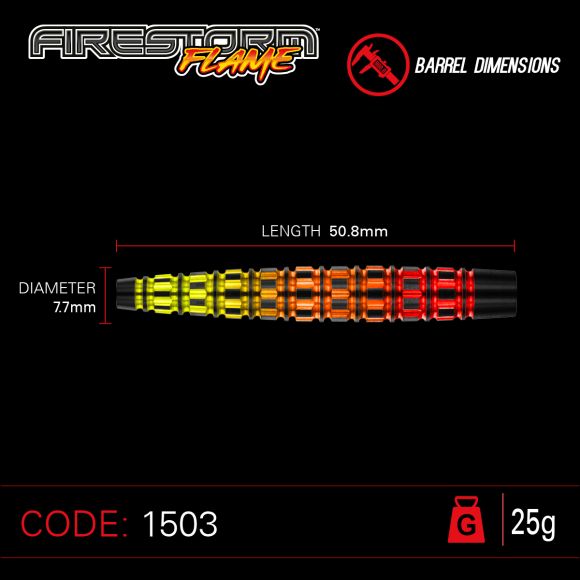 Winmau Firestorm Flame Steel Tip Dart Set 25 gram 90% Tungsten alloy
