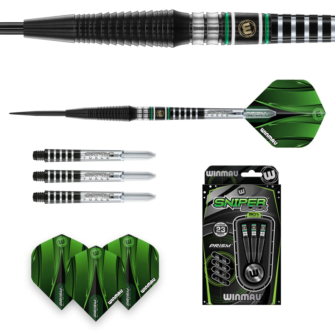 Winmau Sniper Black 2 Steel Tip Dart Set 23 gram 90% Tungsten Alloy