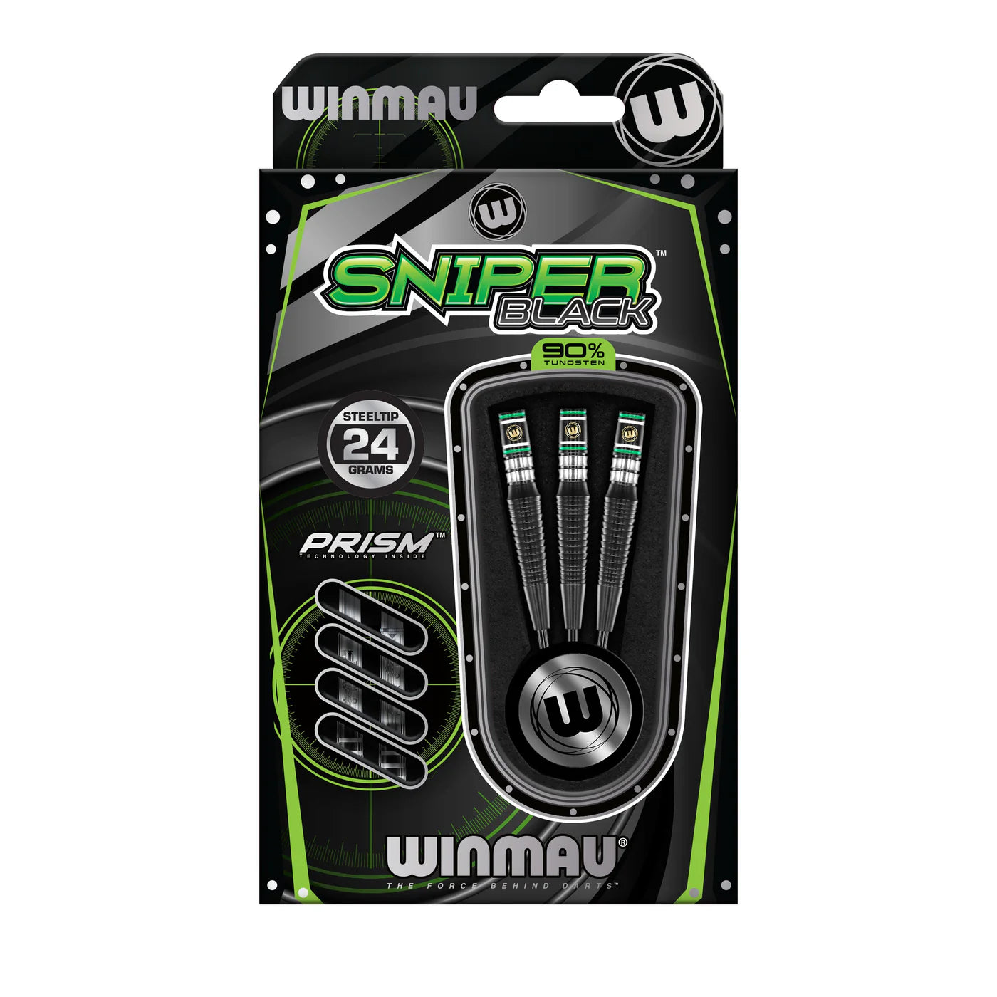 Winmau Sniper Black 2 Steel Tip Dart Set 24 gram 90% Tungsten Alloy