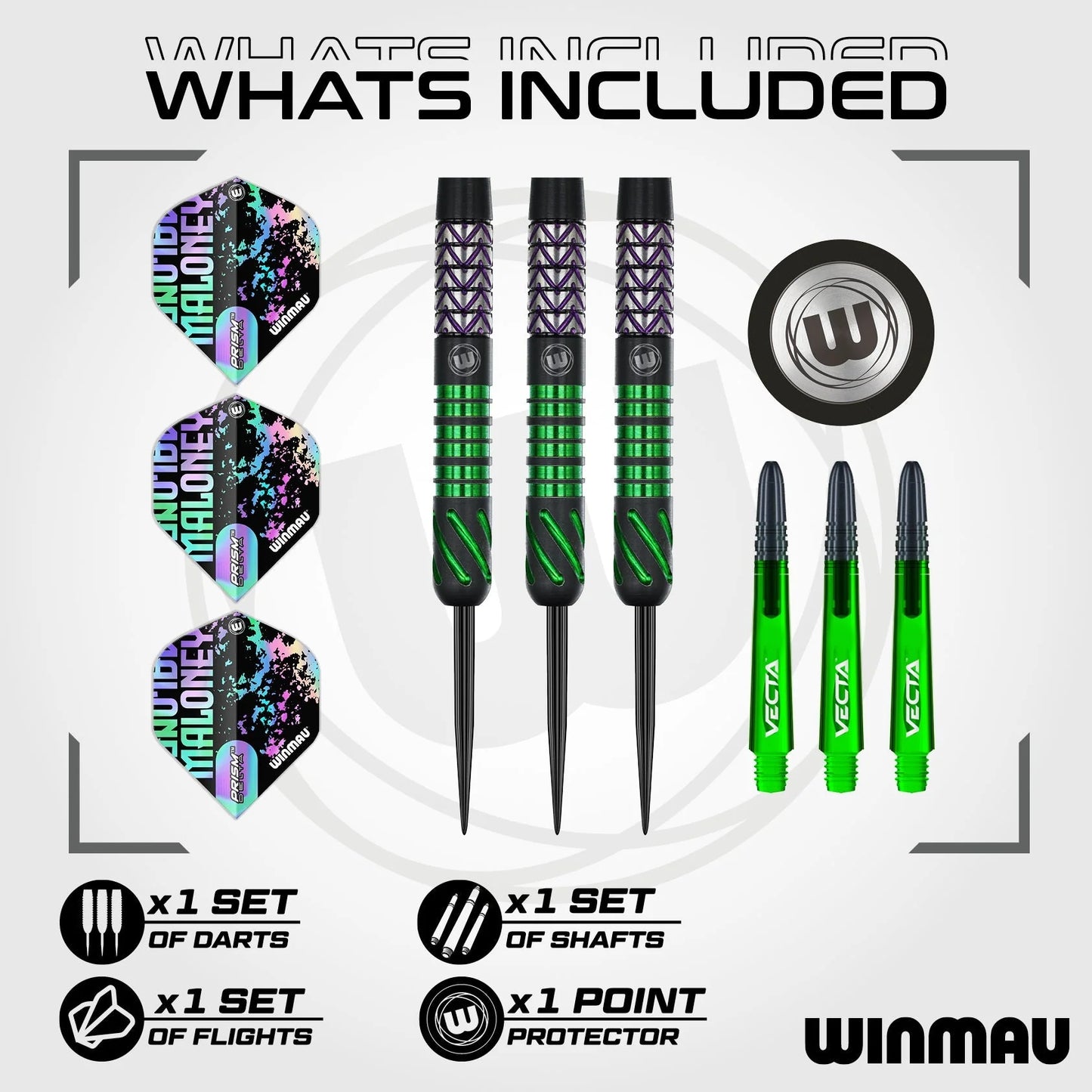 Winmau Mike Maloney Steel Tip Darts 24g 90% Tungsten Alloy