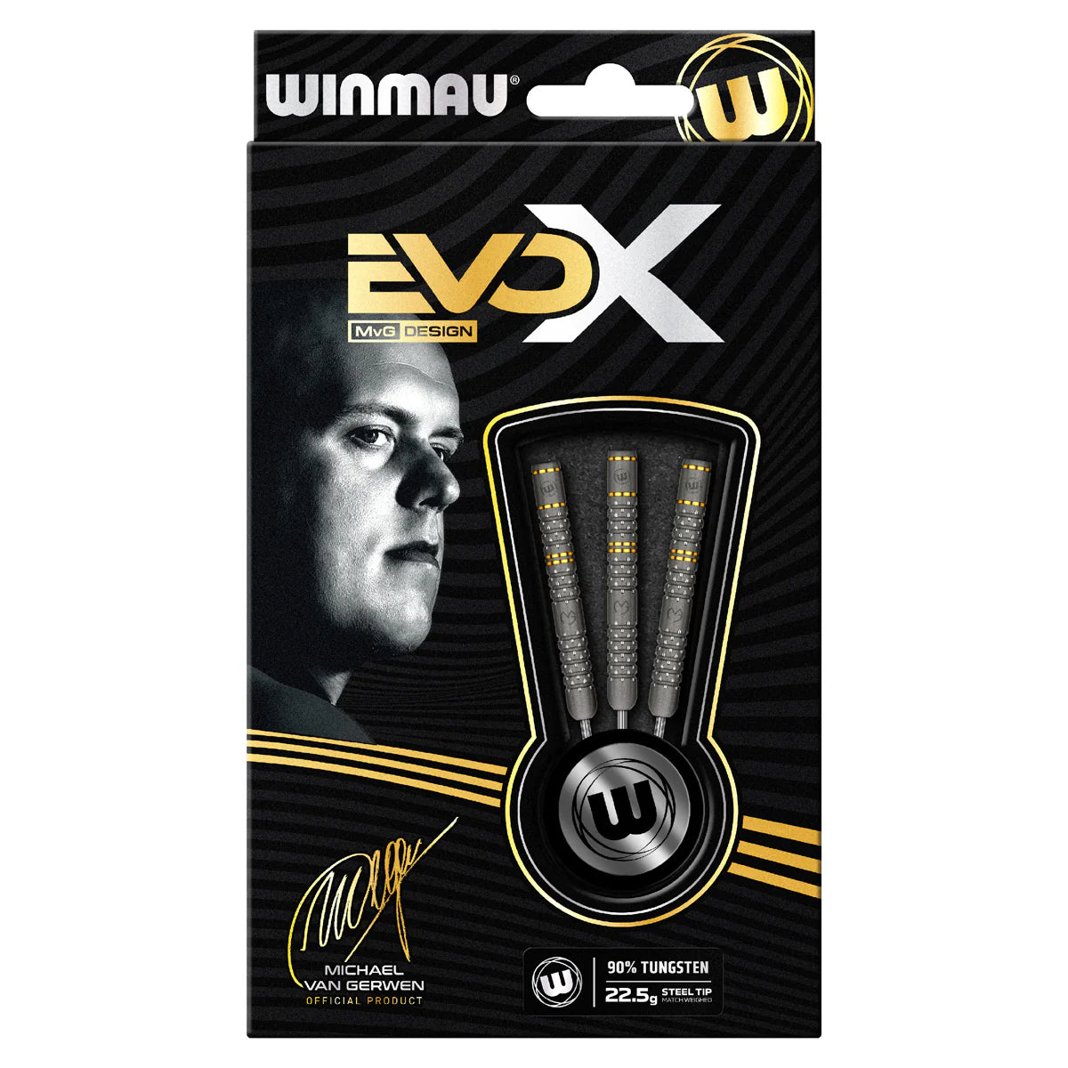 Winmau Michael Van Gerwen MvG EvoX Steel Tip Darts 21g 90% Tungsten alloy