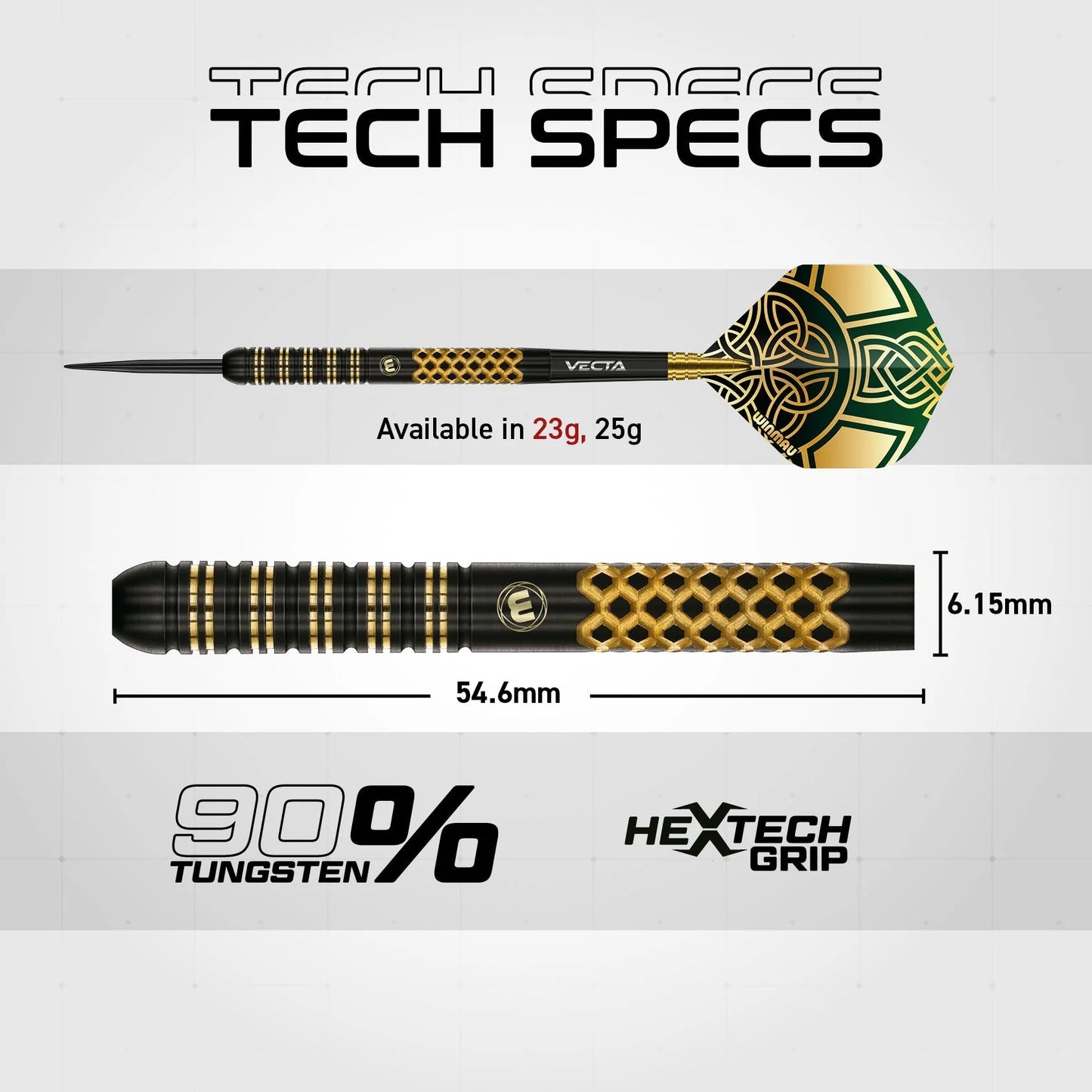 Winmau Brendan Dolan Steel Tip Darts 23g 90% Tungsten Alloy