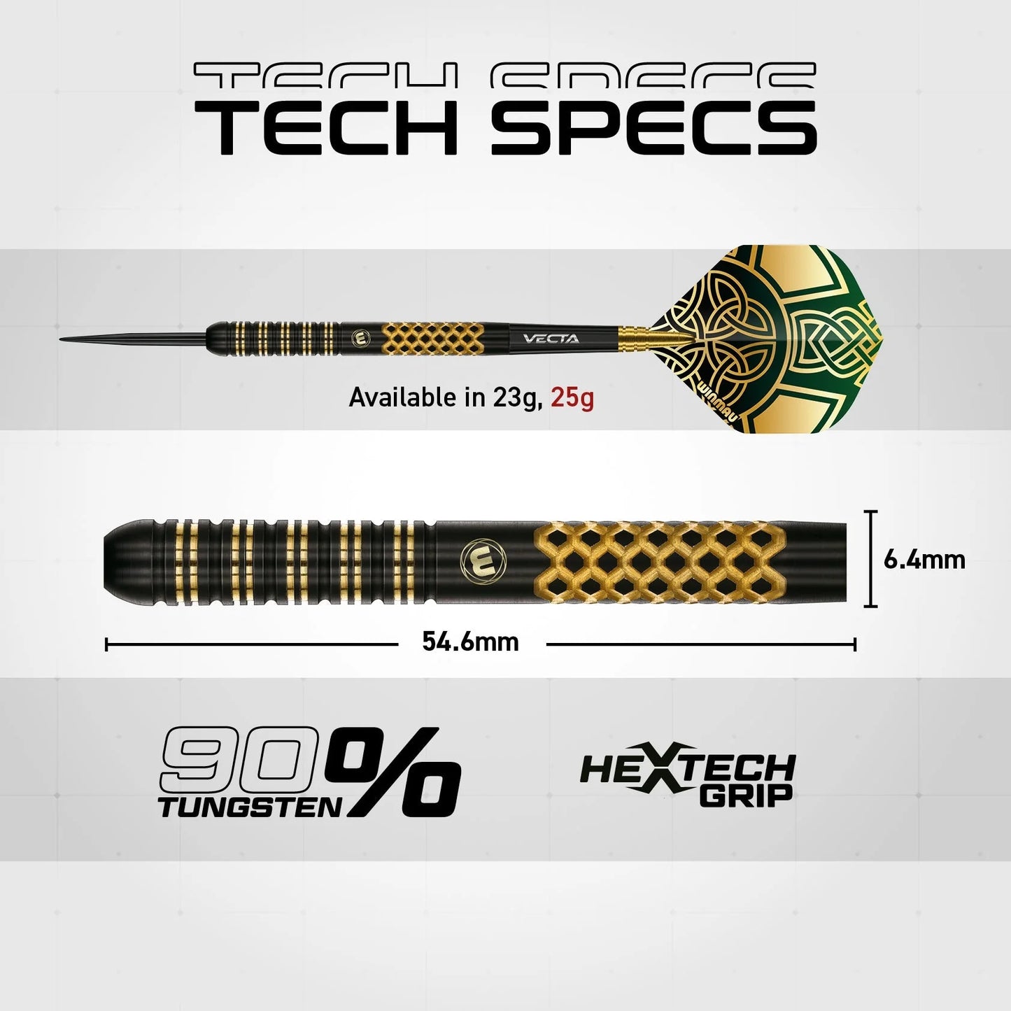 Winmau Brendan Dolan Steel Tip Darts 25g 90% Tungsten Alloy