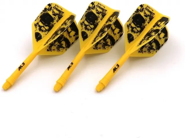CUESOUL ROST AK5 Integrated Dart Shaft & Flight - Big Wing Shape - Short - Skulls Yellow