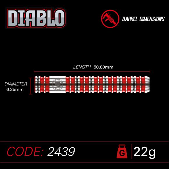 Winmau Diablo Steel Tip Dart Set 22 gram 90% Tungsten alloy
