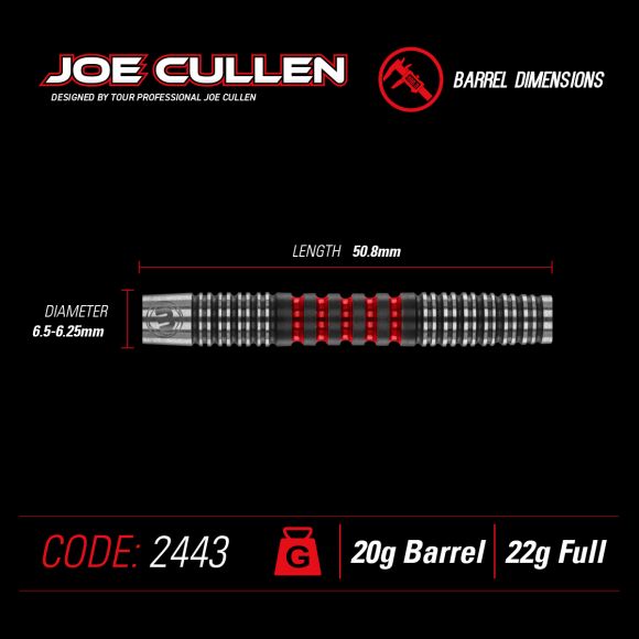 Winmau Joe Cullen 20 gram barrel/22 gram full 90% Tungsten alloy SOFT TIP
