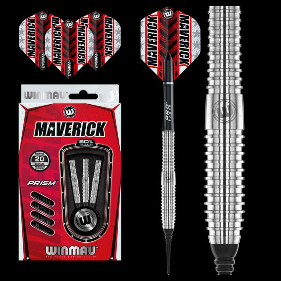WINMAU Firestorm Flame 18 Gram Barrel / 20 Gram Full Weight Professional Tungsten Darts Set With Flights And Stems (Shafts