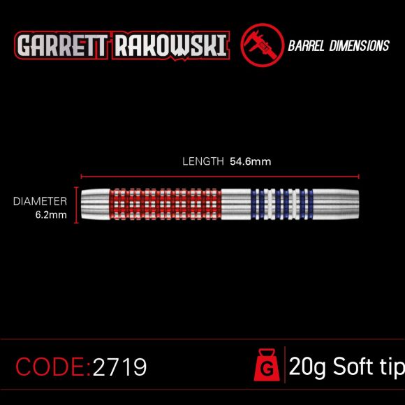 Winmau Garrett Rakowski - 20 gram 90% Tungsten alloy SOFT TIP