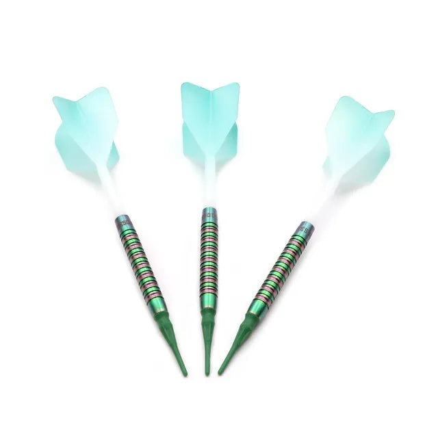 CUESOUL Green Gem Stone 19 gram 90% Tungsten Soft Tip Dart Set w/ ROST Flights