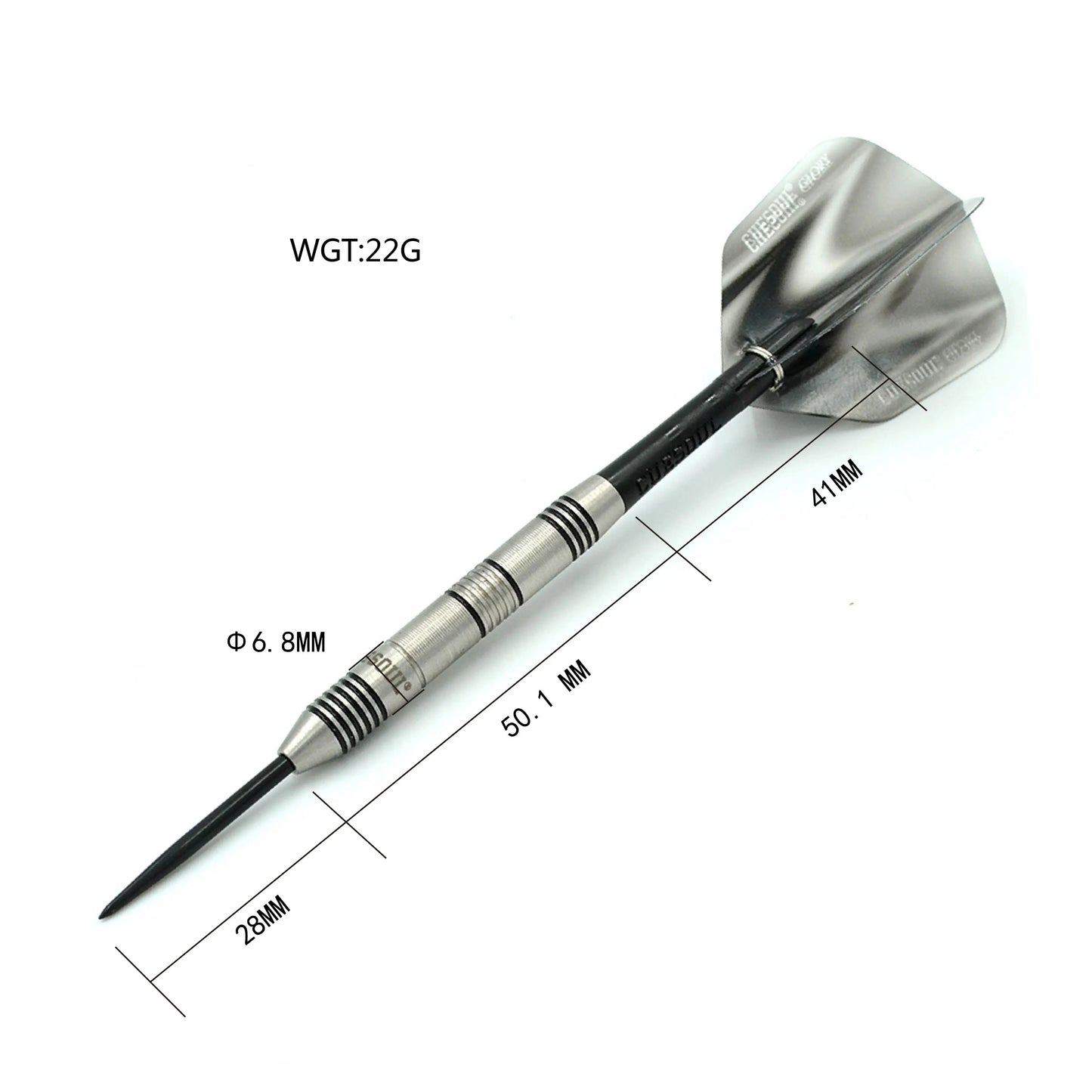 CUESOUL Glory 22 gram Black Lines & Black Shaft 85% Tungsten Steel Tip Dart Set