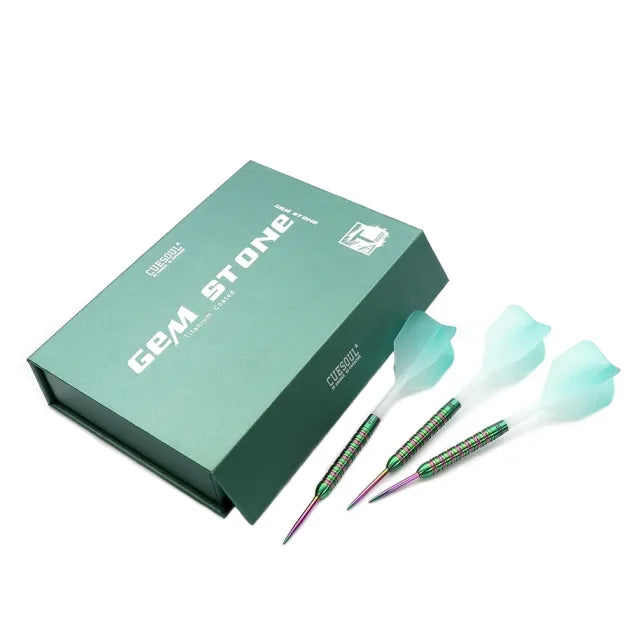 CUESOUL Green Gem Stone 21 gram 90% Tungsten Steel Tip Dart Set w/ ROST Flights