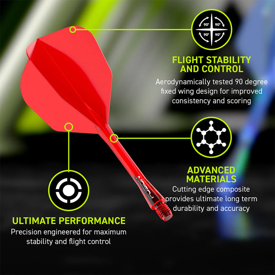 Winmau Fusion Integrated Flight & Shaft #6 Standard - Short - Red