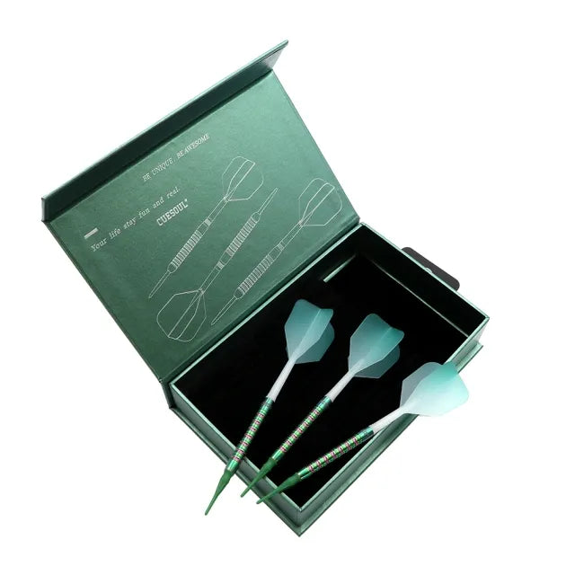 CUESOUL Green Gem Stone 19 gram 90% Tungsten Soft Tip Dart Set w/ ROST Flights