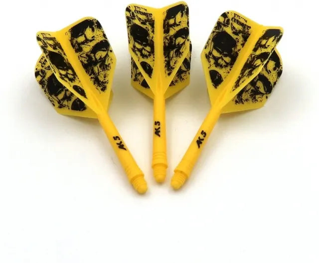 CUESOUL ROST AK5 Integrated Dart Shaft & Flight - Big Wing Shape - Short - Skulls Yellow