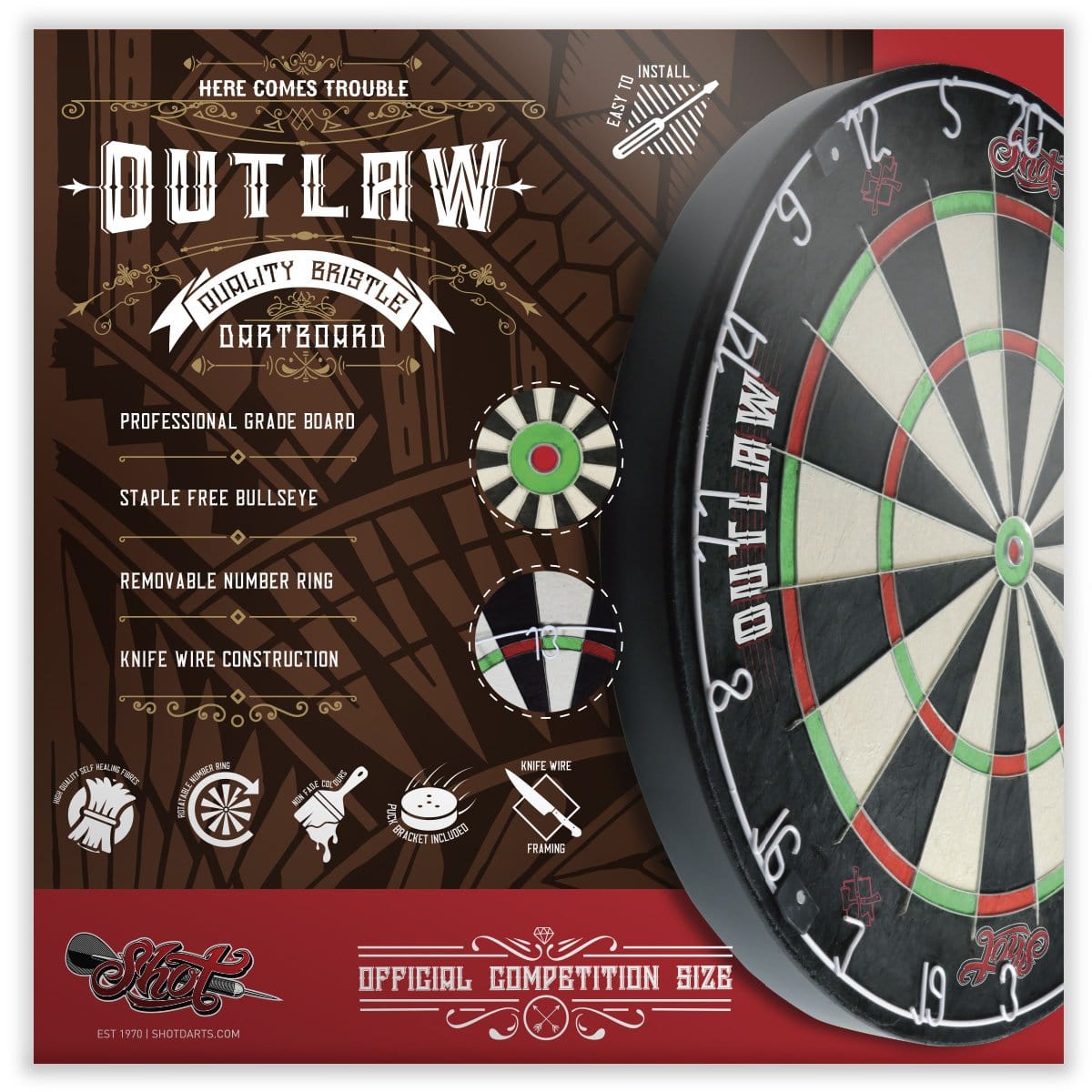 Shot Outlaw Bristle Dartboard