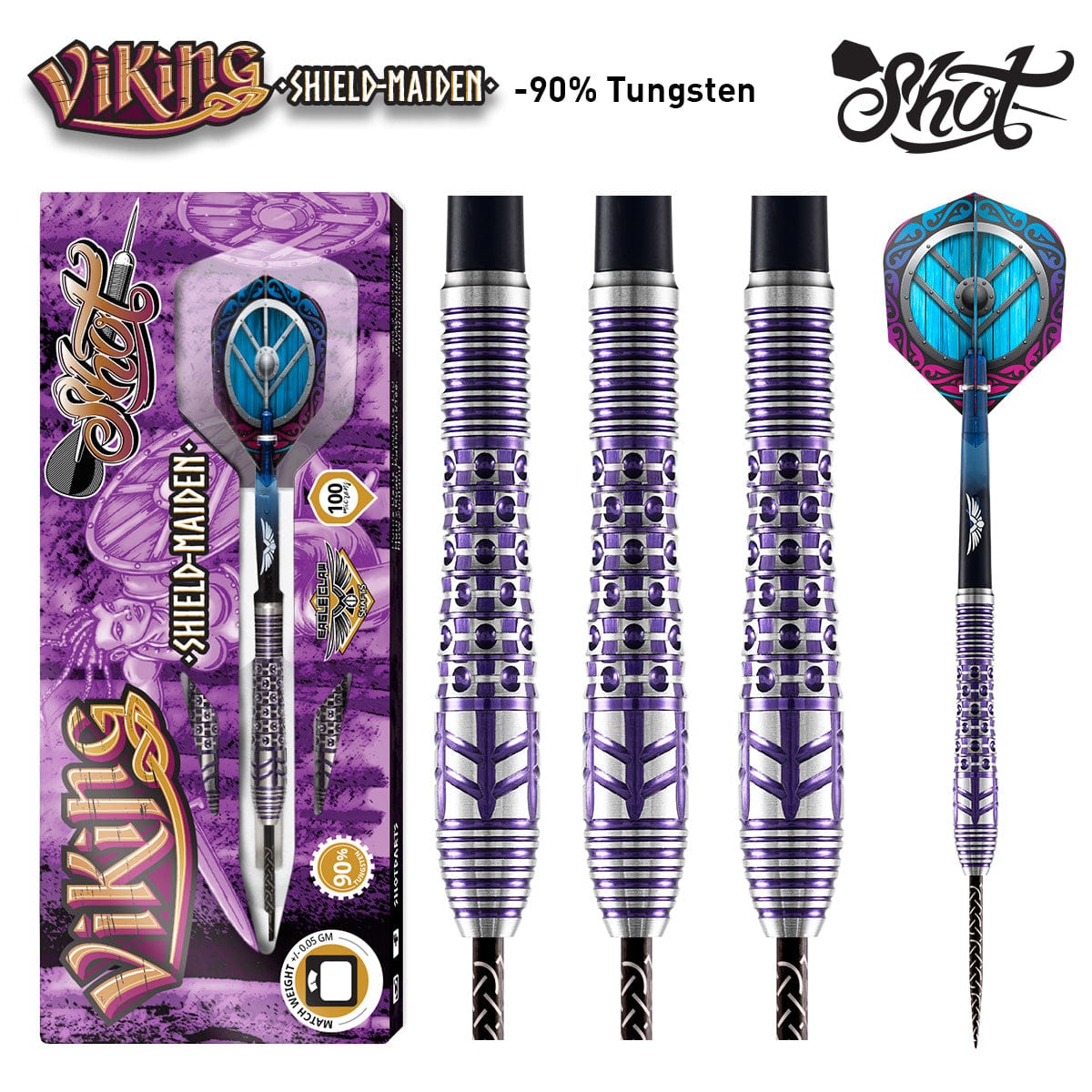 Shot Viking Odin Steel Tip Dart Set-95% Tungsten Barrels-23gm - Mack Darts