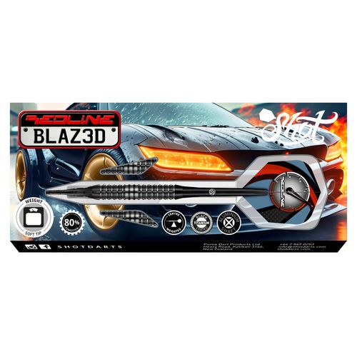 Shot Redline BLAZ3D Soft Tip Dart Set-80% Tungsten-20gm