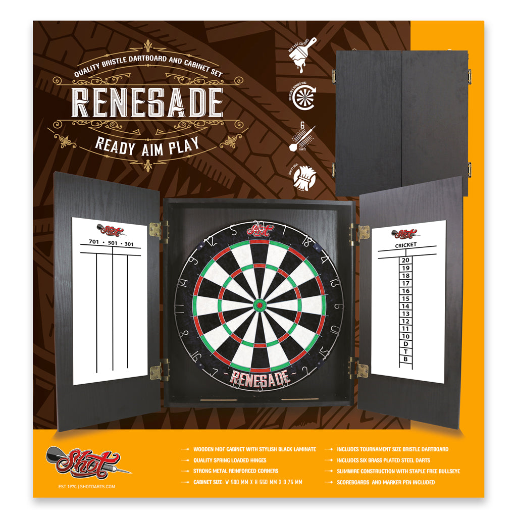 Shot Renegade Dartboard & Cabinet Set