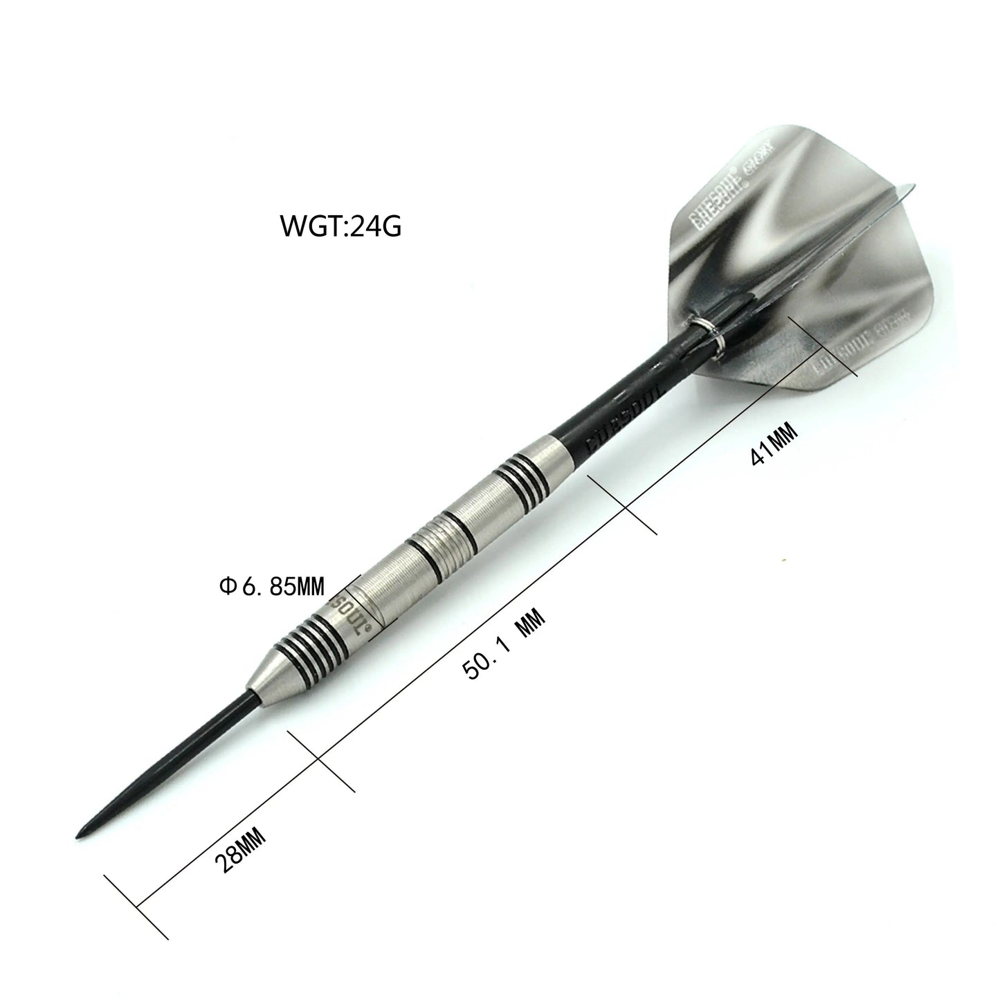 CUESOUL Glory 24 gram Black Lines & Black Shaft 85% Tungsten Steel Tip Dart Set