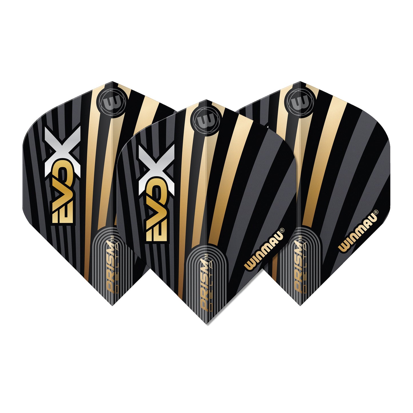 Winmau Prism Delta MvG (Michael Van Gerwen) EvoX Gold & Black Extra Thick Flights