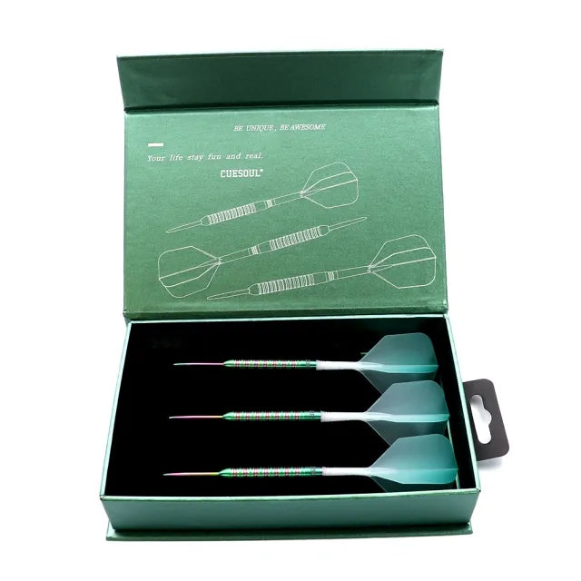 CUESOUL Green Gem Stone 21 gram 90% Tungsten Steel Tip Dart Set w/ ROST Flights