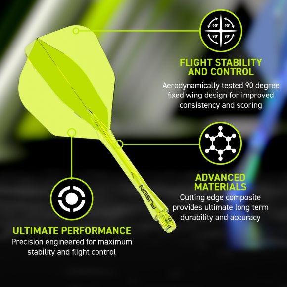 Winmau Fusion Integrated Flight & Shaft #6 Standard - Intermediate - Yellow
