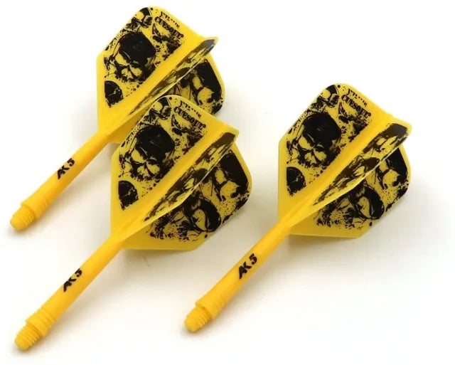 CUESOUL ROST AK5 Integrated Dart Shaft & Flight - Big Wing Shape - Short - Skulls Yellow
