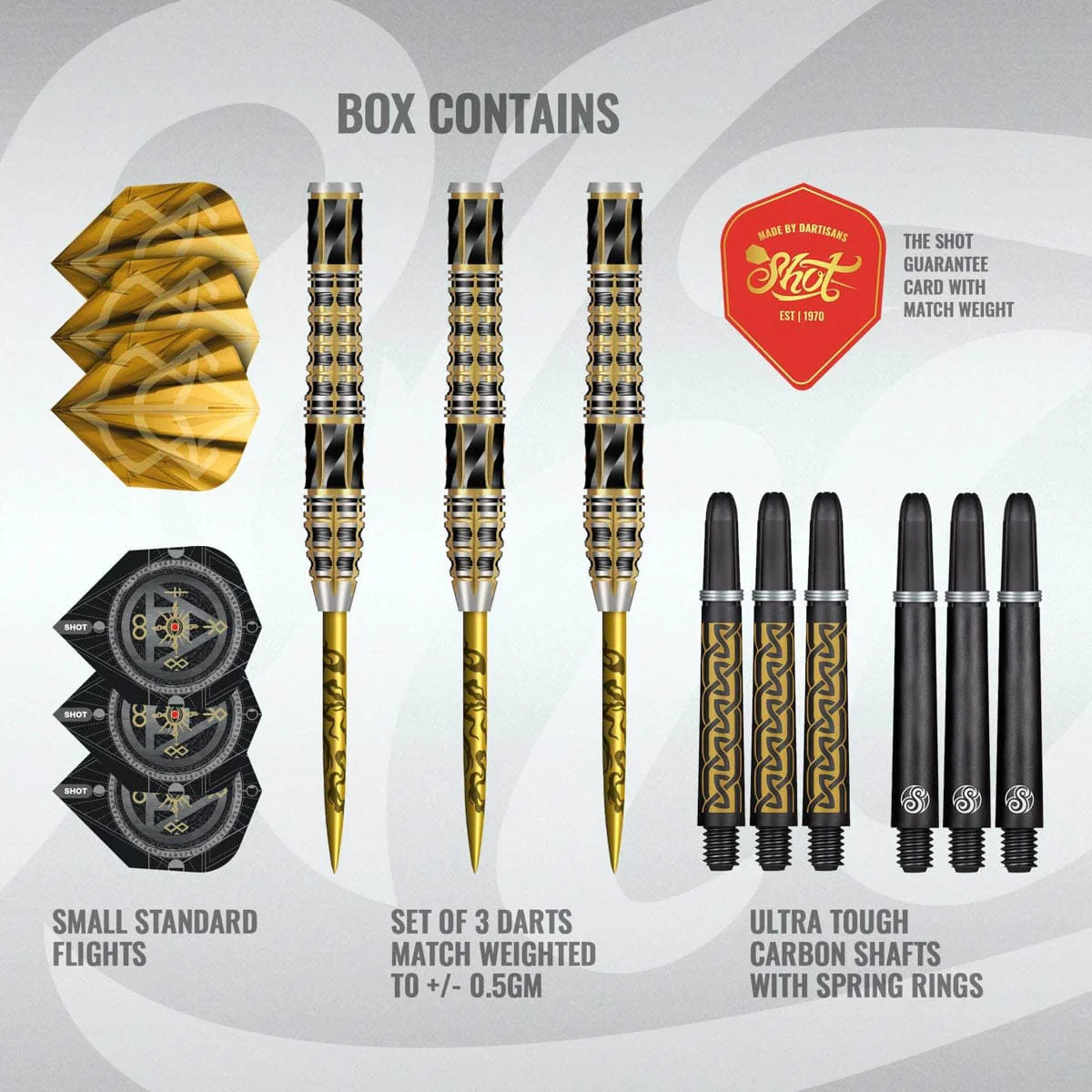 Shot Alchemy Auro Steel Tip Dart Set-95% Tungsten Barrels-25gm