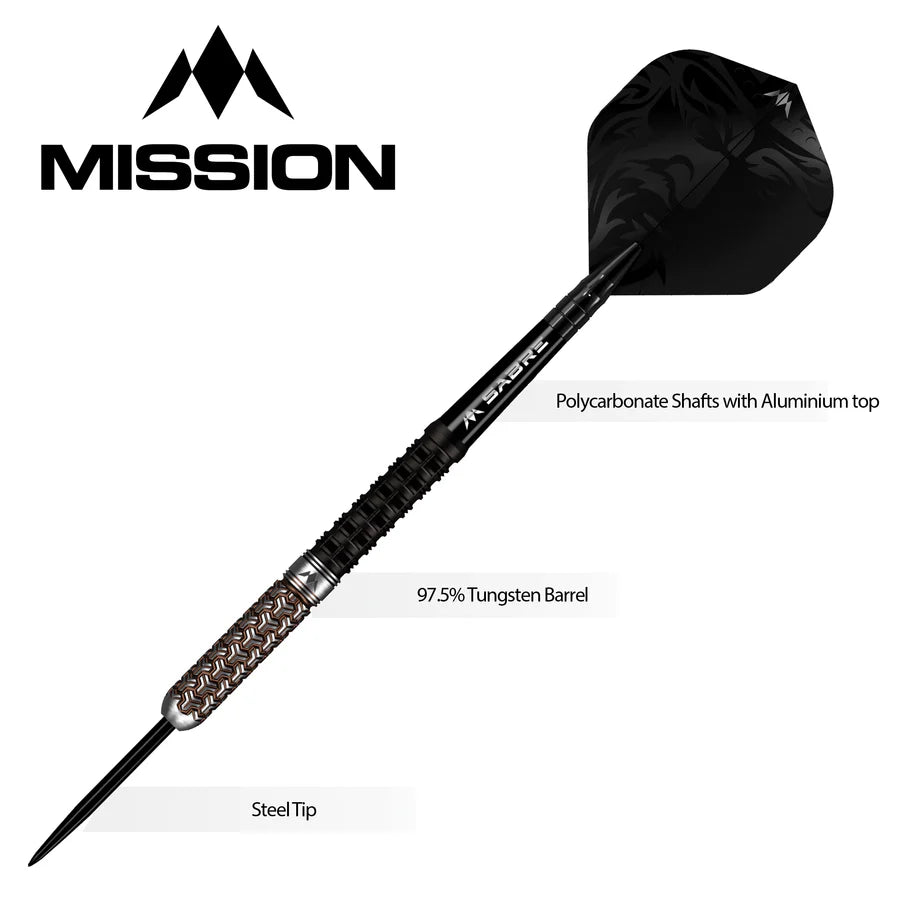 MISSION ARCHON DARTS - STEEL TIP - 97.5% - BLACK & BRONZE PVD 24g