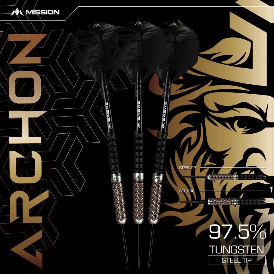 MISSION ARCHON DARTS - STEEL TIP - 97.5% - BLACK & BRONZE PVD 24g