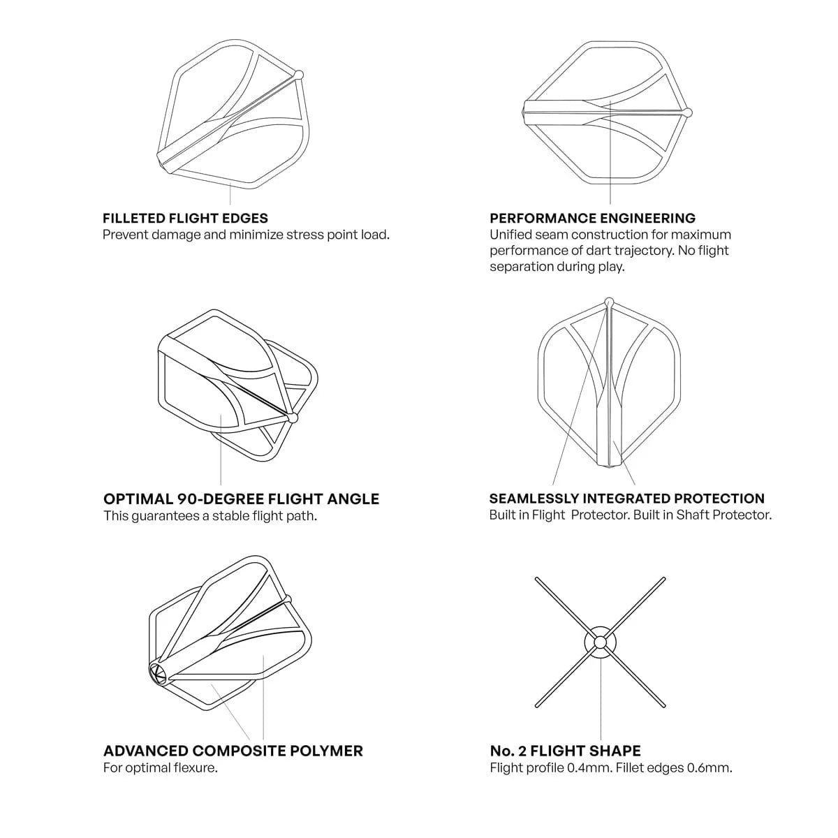 Shot Airfoil Molded Dart Flight Set - Orange