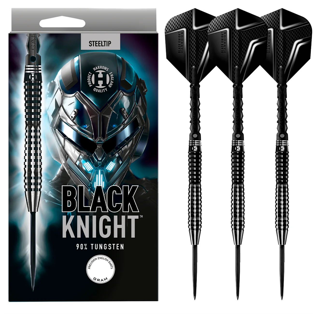 Harrows Black Knight - Steel Tip Darts - 90% Tungsten - 22g