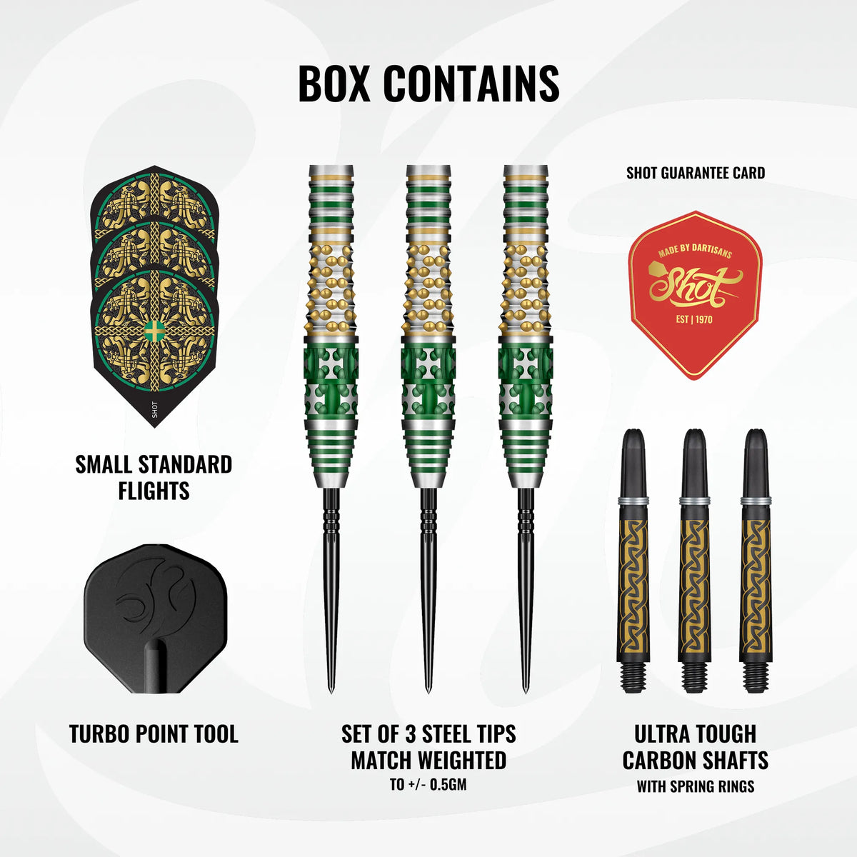 Shot Celt Cernunnos Turbo Point Steel Tip Dart Set-90% Tungsten Barrels - 24gm