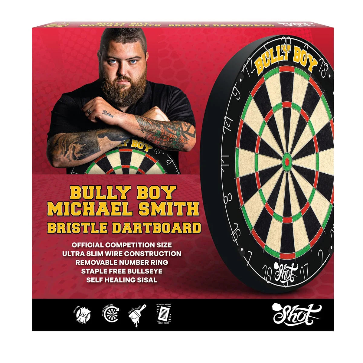 Shot Michael Smith Bully Boy Bristle Dartboard