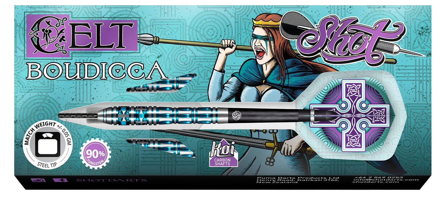 Shot Celt Boudicca Steel Tip Dart Set - 90% Tungsten 23gm