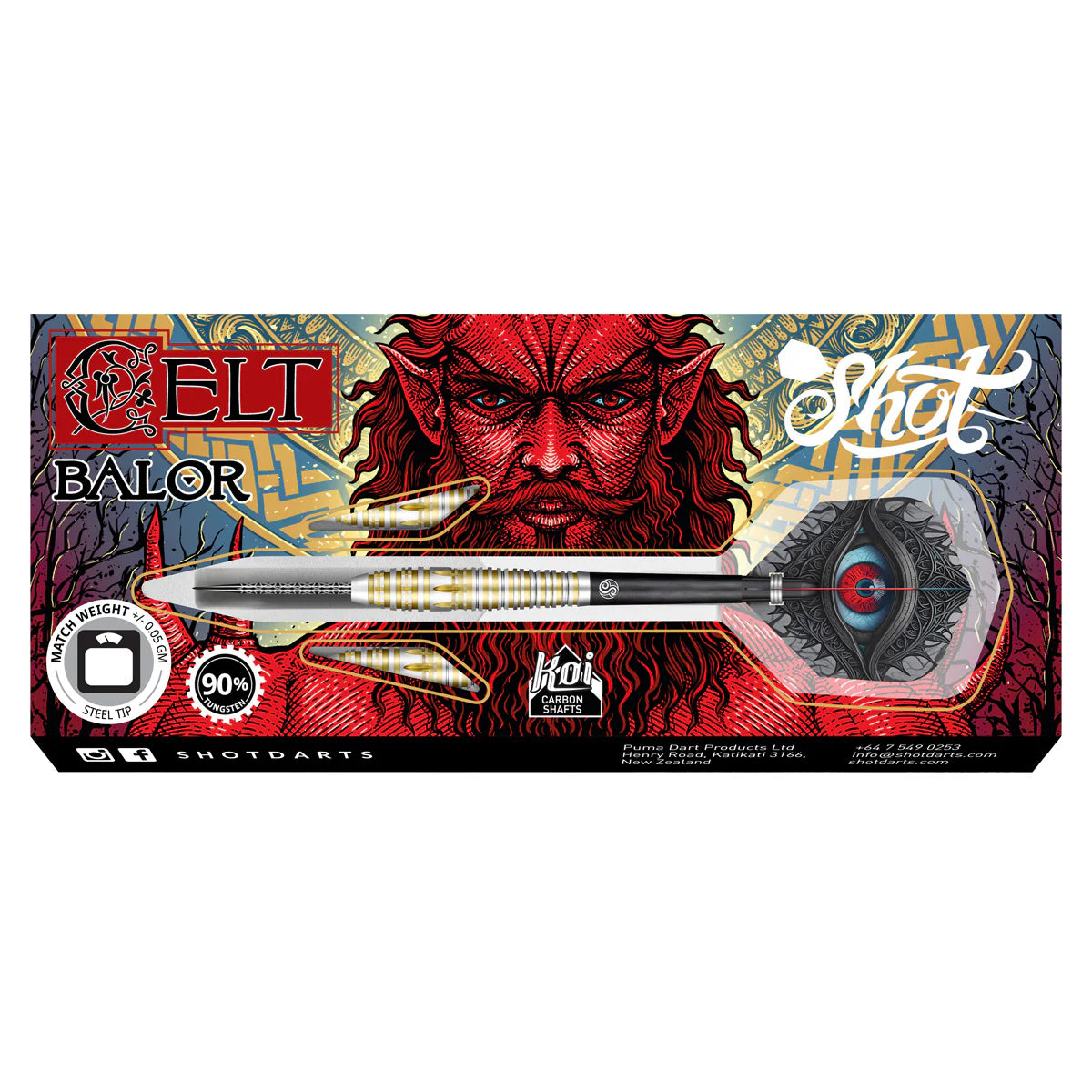 Shot Celt Balor Steel Tip Dart Set - 90% Tungsten 22gm