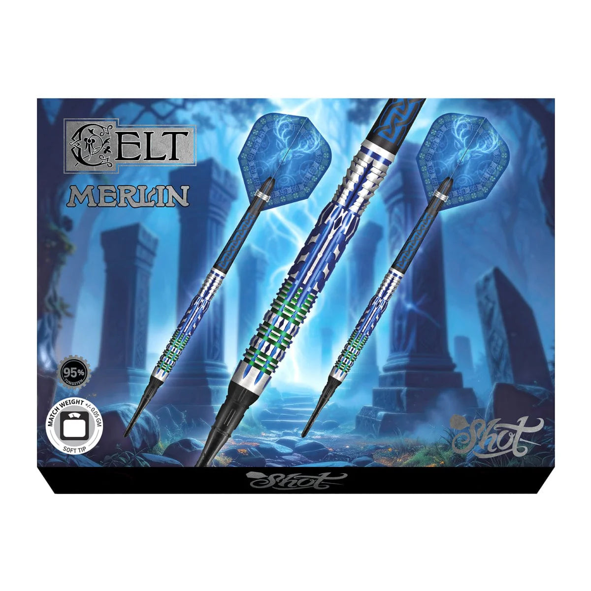 Shot Celt Merlin Soft Tip Dart Set-95% Tungsten-20gm