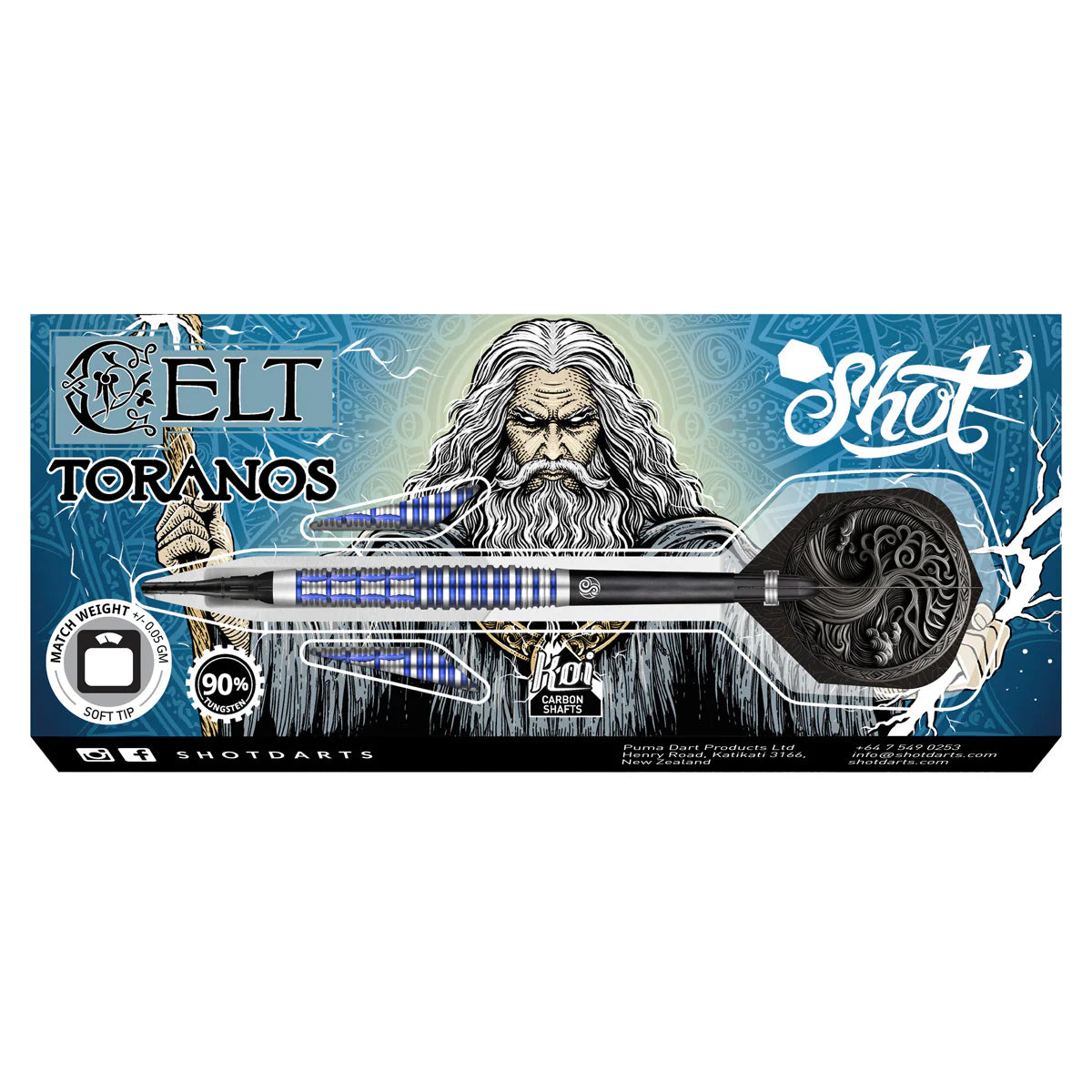 Shot Celt Toranos Soft Tip Dart Set-90% Tungsten-18gm