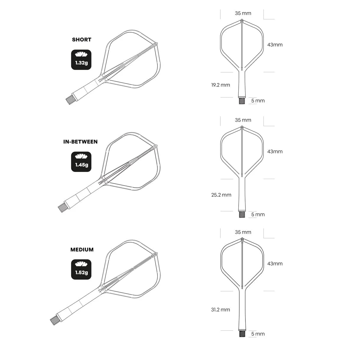 Shot Flight Deck One Piece Dart Flight and Shaft System Green Short