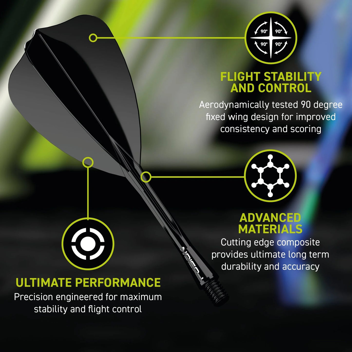 Winmau Fusion Integrated Flight & Shaft Arrow - Intermediate - Black