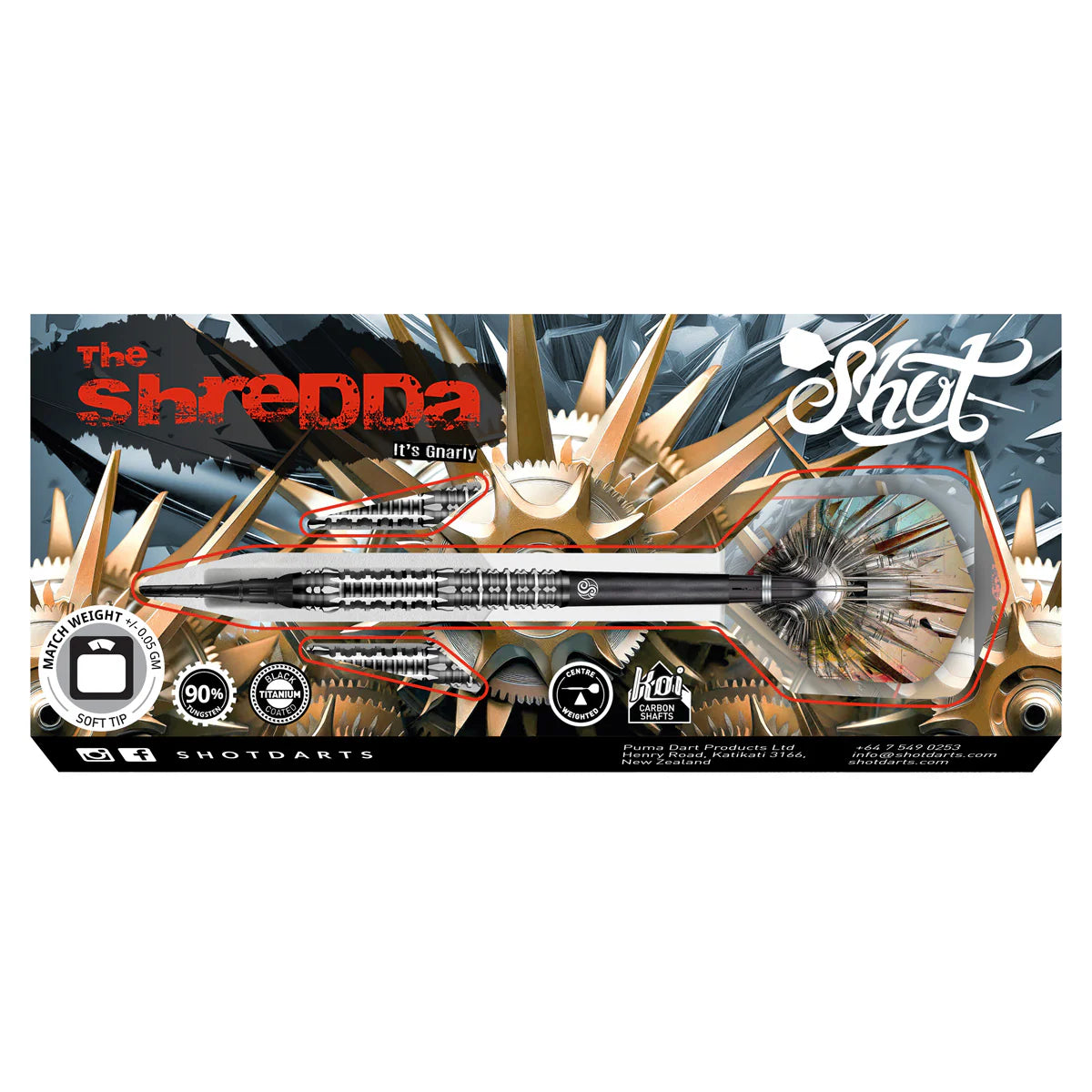 Shot Gnarly Shredda Soft Tip Dart Set-90% Tungsten-20gm