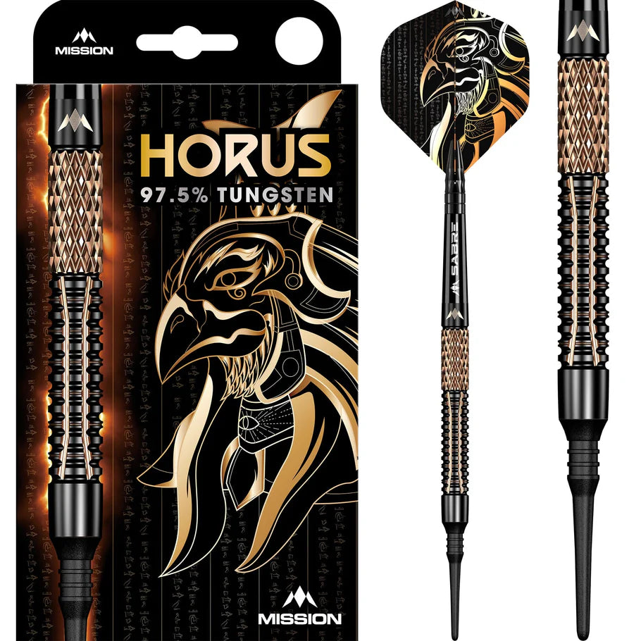 Mission Horus Soft Tip Darts - 97.5% Tungsten Black & Bronze Electro - 19gm