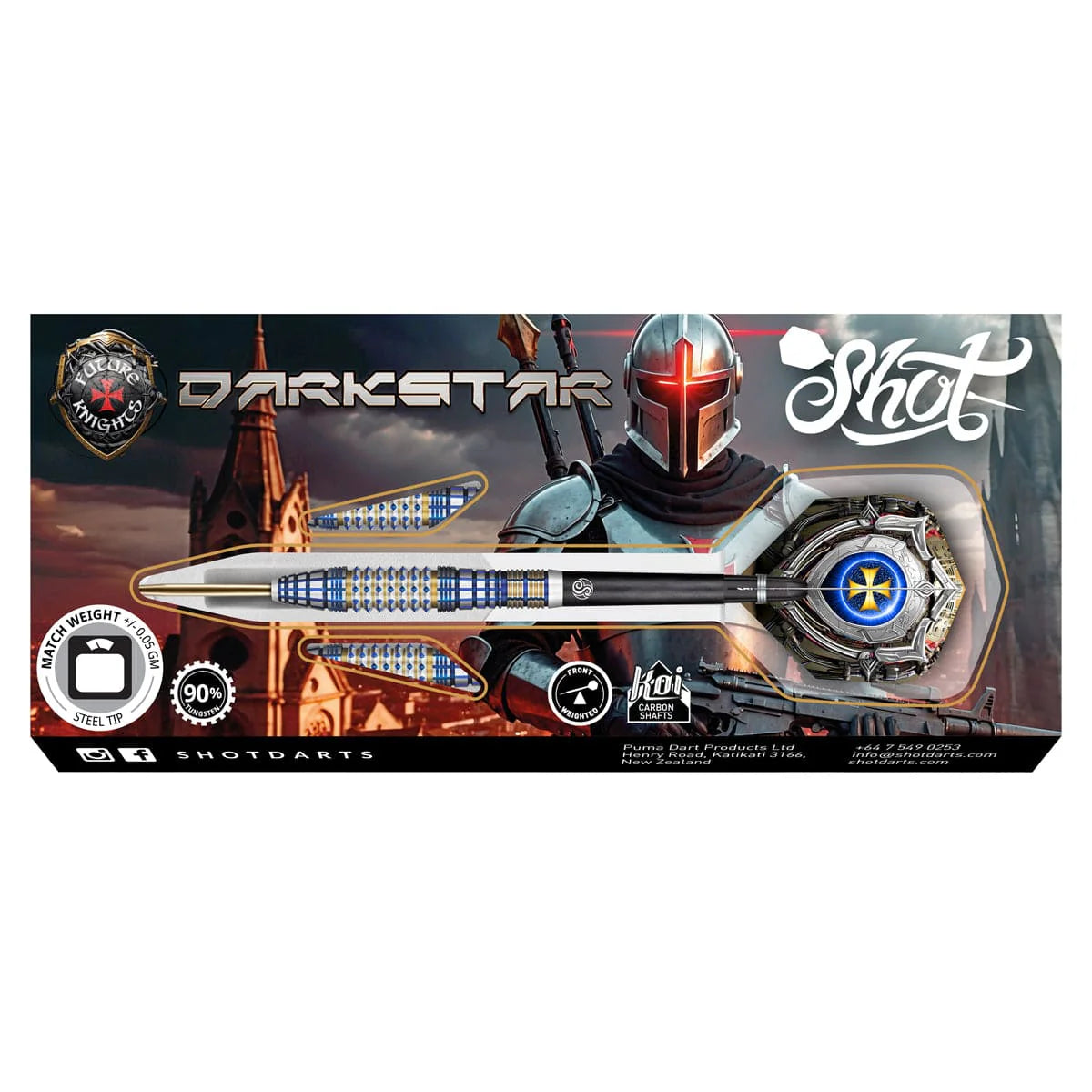 Shot Future Knights Darkstar Steel Tip Dart Set-90% Tungsten Barrels-23gm